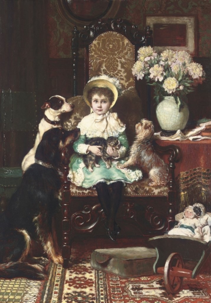 Detail of Doddy and her pets, 1883 by Charles Trevor Garland