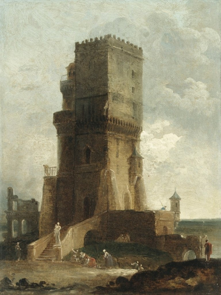 Detail of A Capriccio of the Tower of Benevento by Hubert Robert