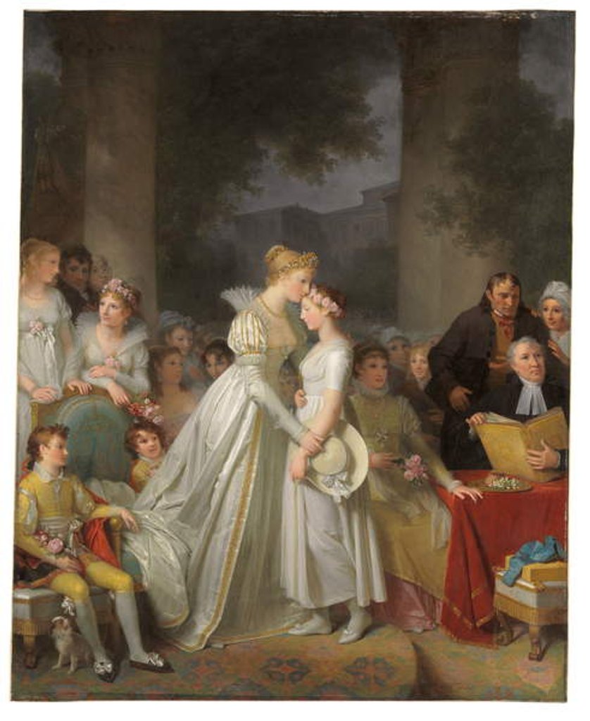 Detail of The kiss of protection by the local chatelaine by Marguerite Gerard