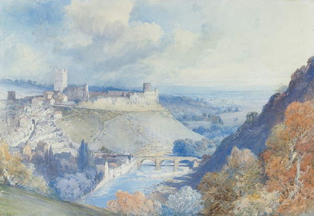 Detail of Richmond Castle and Town, Yorkshire by William Callow