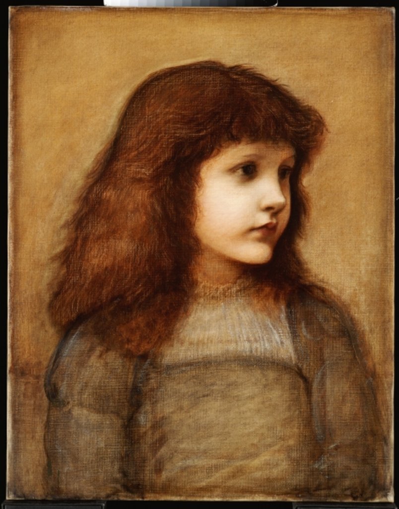 Detail of Portrait of Gertie Lewis, half length, 1879-80 by Edward Coley Burne-Jones