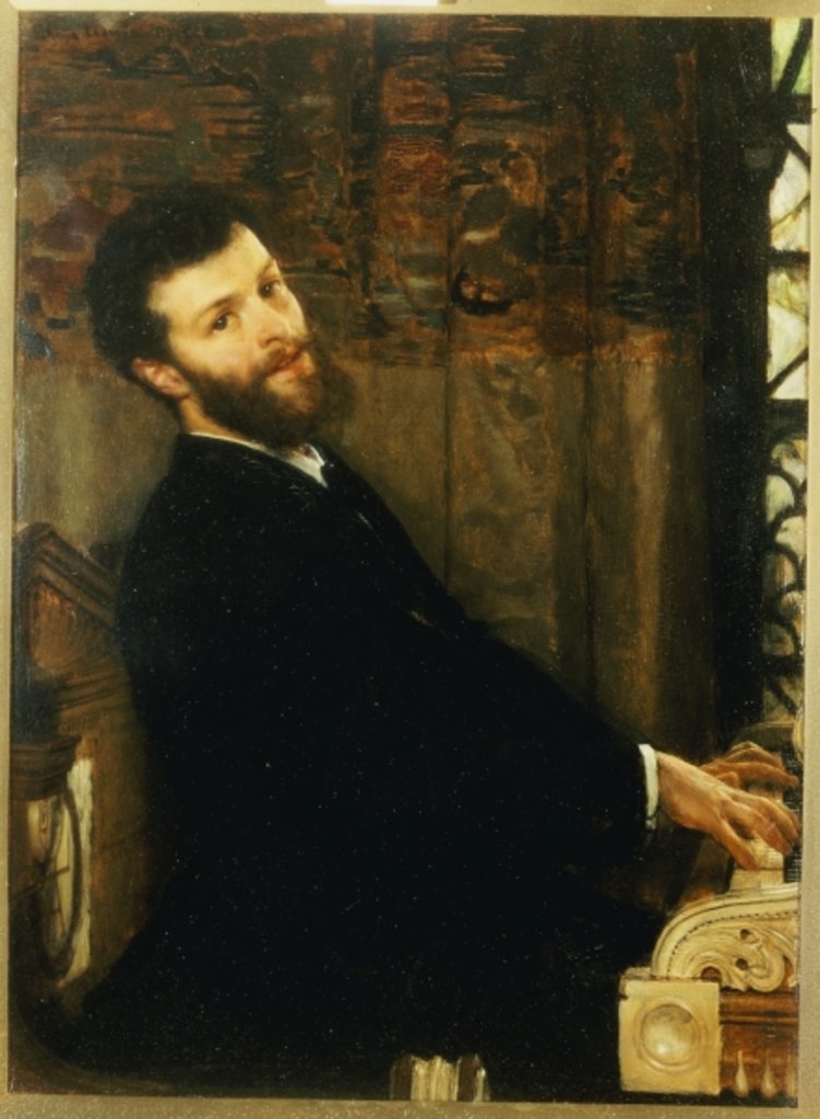 Detail of Portrait of the singer George Henschel playing Alma-Tadema's piano, Townshend House, 1879 by Lawrence Alma-Tadema