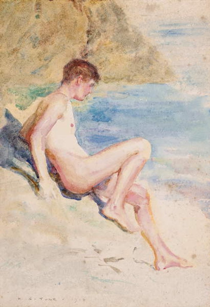 Detail of The bather, 1910 by Henry Scott Tuke