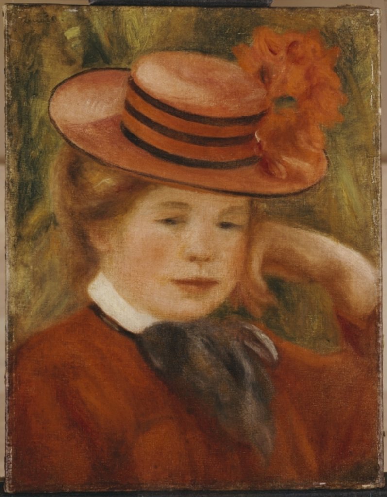 Detail of A Young Girl with a Red Hat, 1899 by Pierre Auguste Renoir