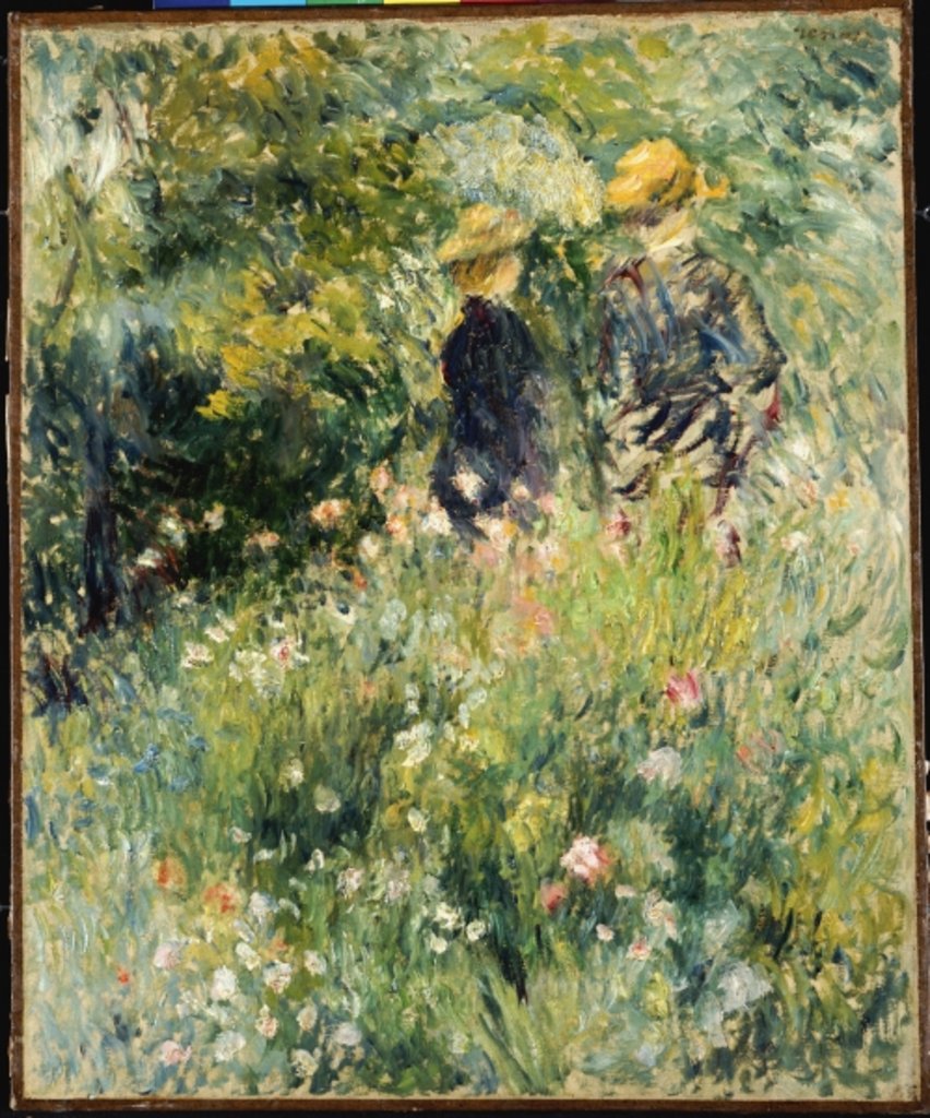 Detail of Conversation in a Rose Garden, 1876 by Pierre Auguste Renoir