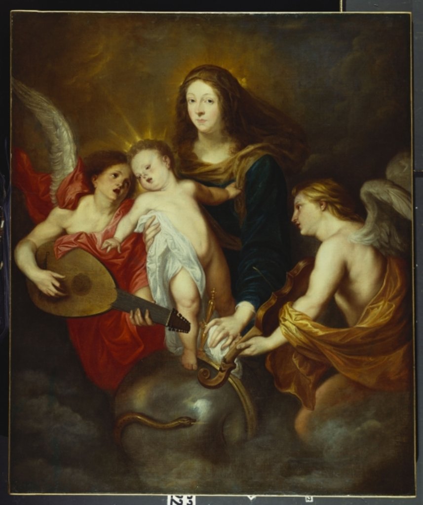 Detail of The Virgin and Child Triumphing over Sin with Two Musical Angels by Anthony van Dyck