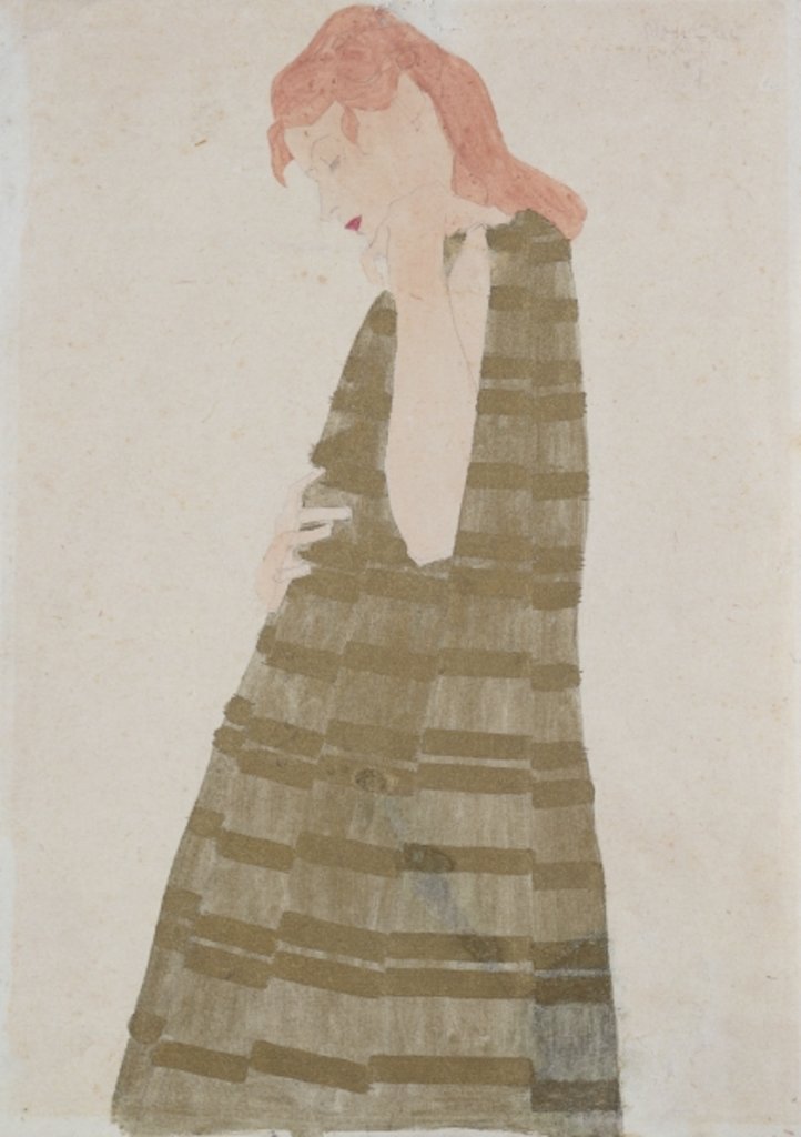 Detail of Standing Woman in a Golden Dress by Egon Schiele