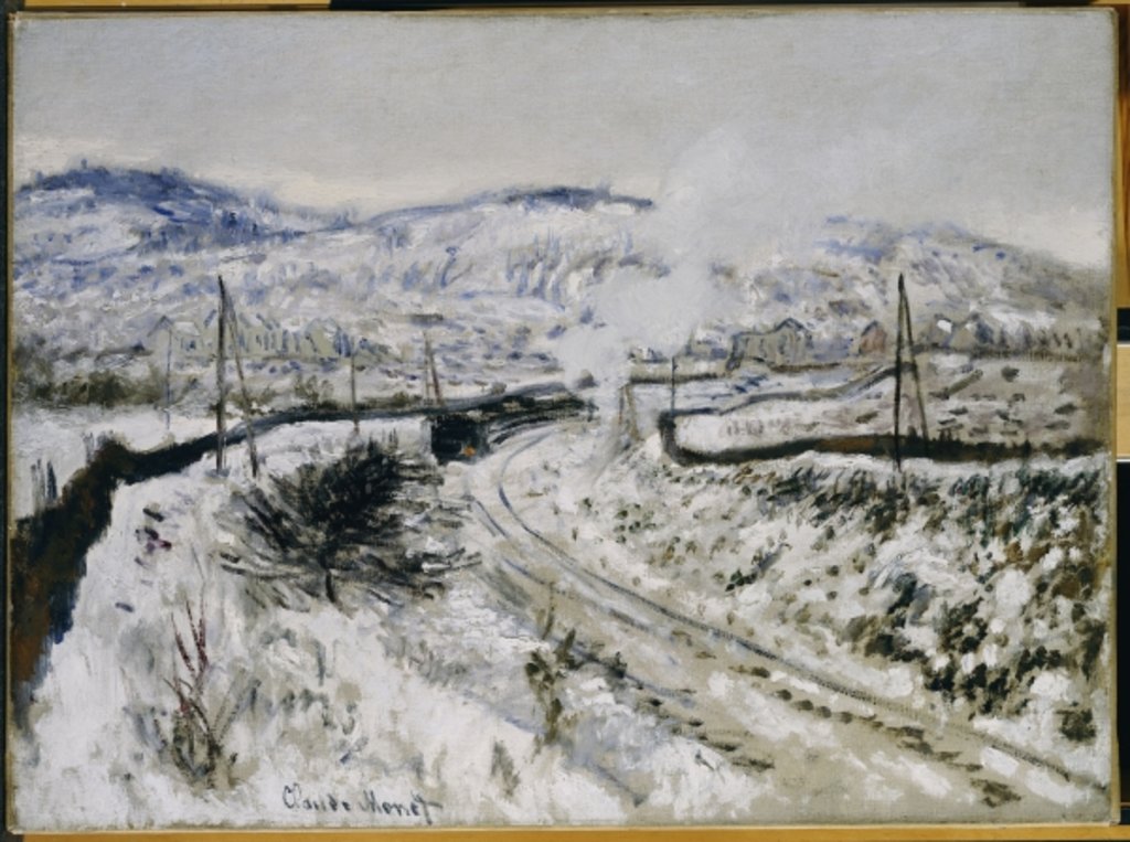 Detail of Train in the Snow at Argenteuil by Claude Monet
