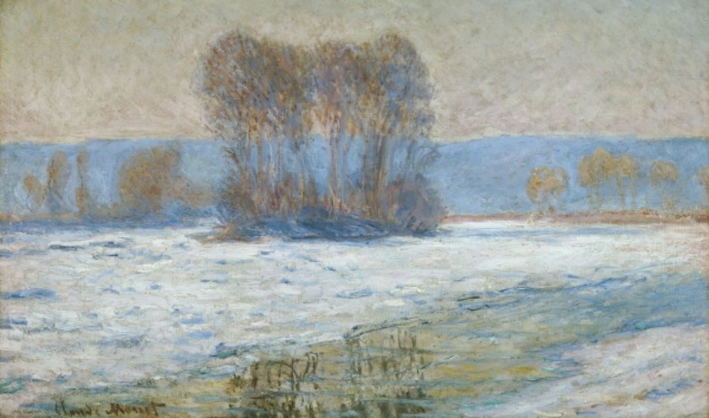 Detail of The Seine at Bennecourt, Winter by Claude Monet