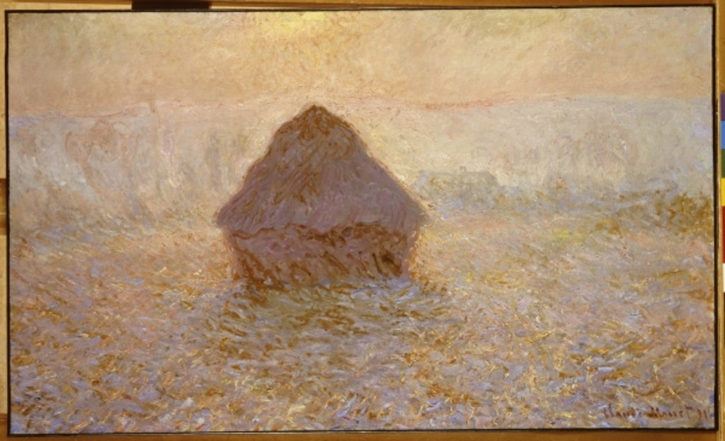 Detail of Haystacks, Sun in the Mist by Claude Monet