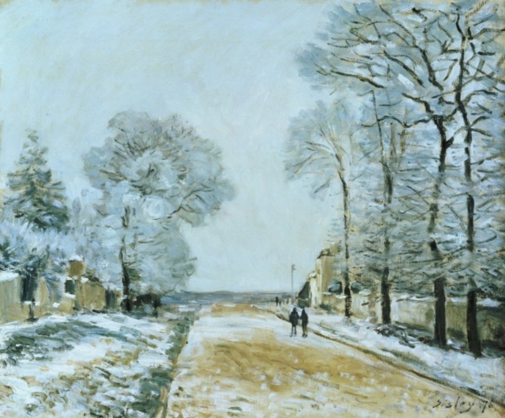 Detail of The Road, Snow Effect, 1876 by Alfred Sisley