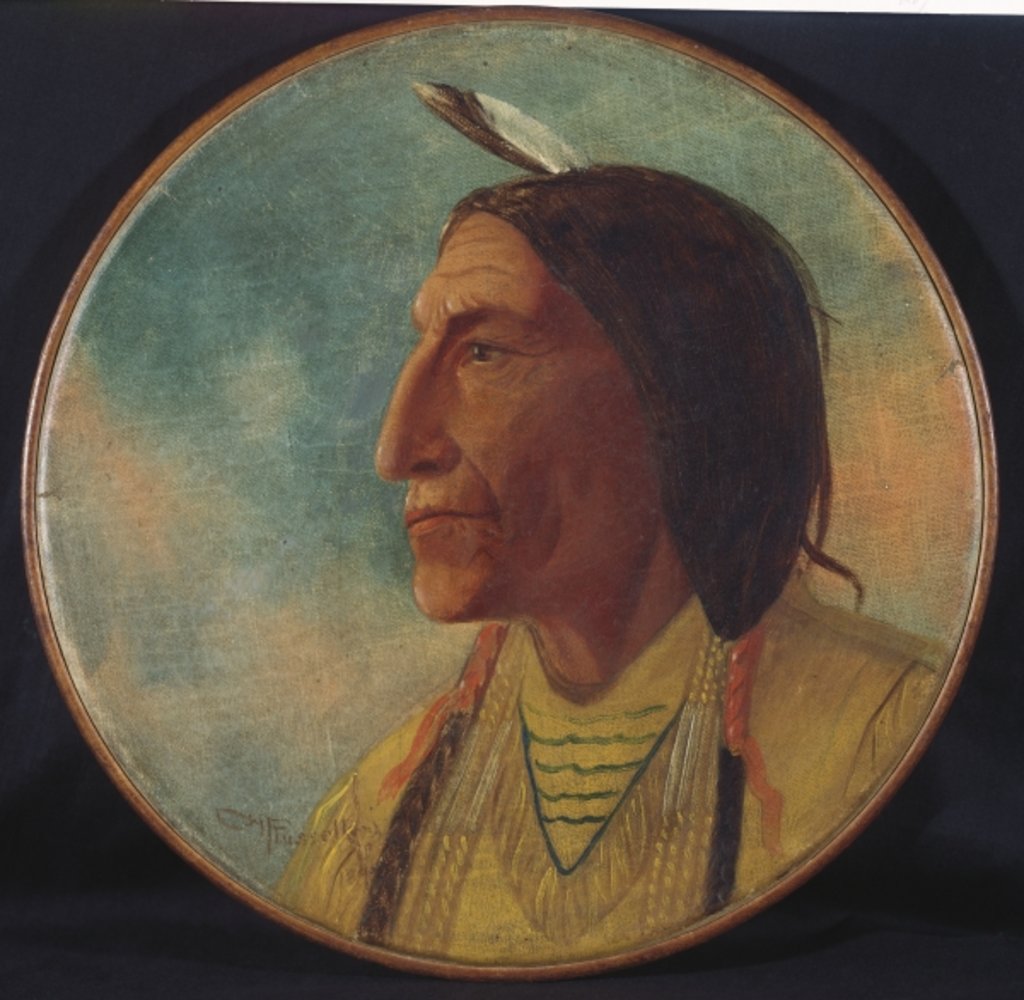 Detail of Portrait of Chief Wolf Robe, 1892 by Charles Marion Russell