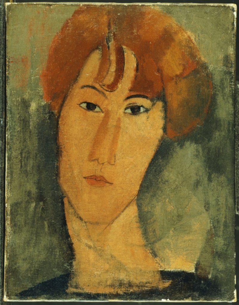 Detail of Young Woman with Red Hair Wearing a Collar by Amedeo Modigliani