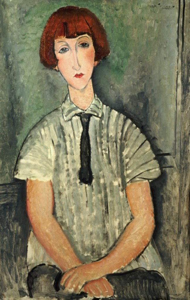 Detail of Young Girl in a Striped Shirt, 1917 by Amedeo Modigliani