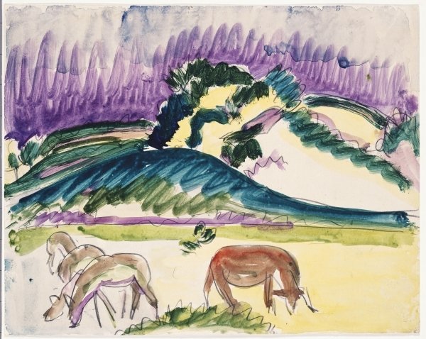 Detail of Cows in the Pasture by the Dunes, 1913 by Ernst Ludwig Kirchner