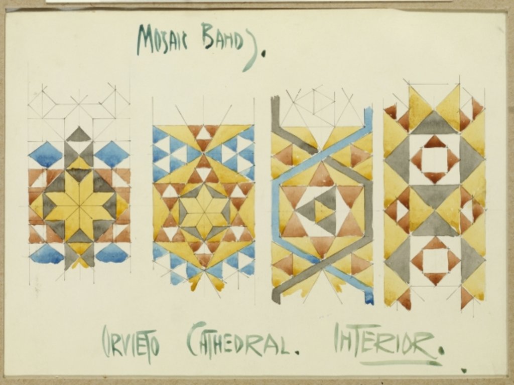Detail of A sheet of studies of mosaic bands, Orvieto Cathedral, 1891 by Charles Rennie Mackintosh