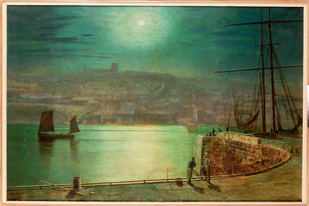 Detail of Whitby Harbour by Moonlight, 1870 by John Atkinson Grimshaw