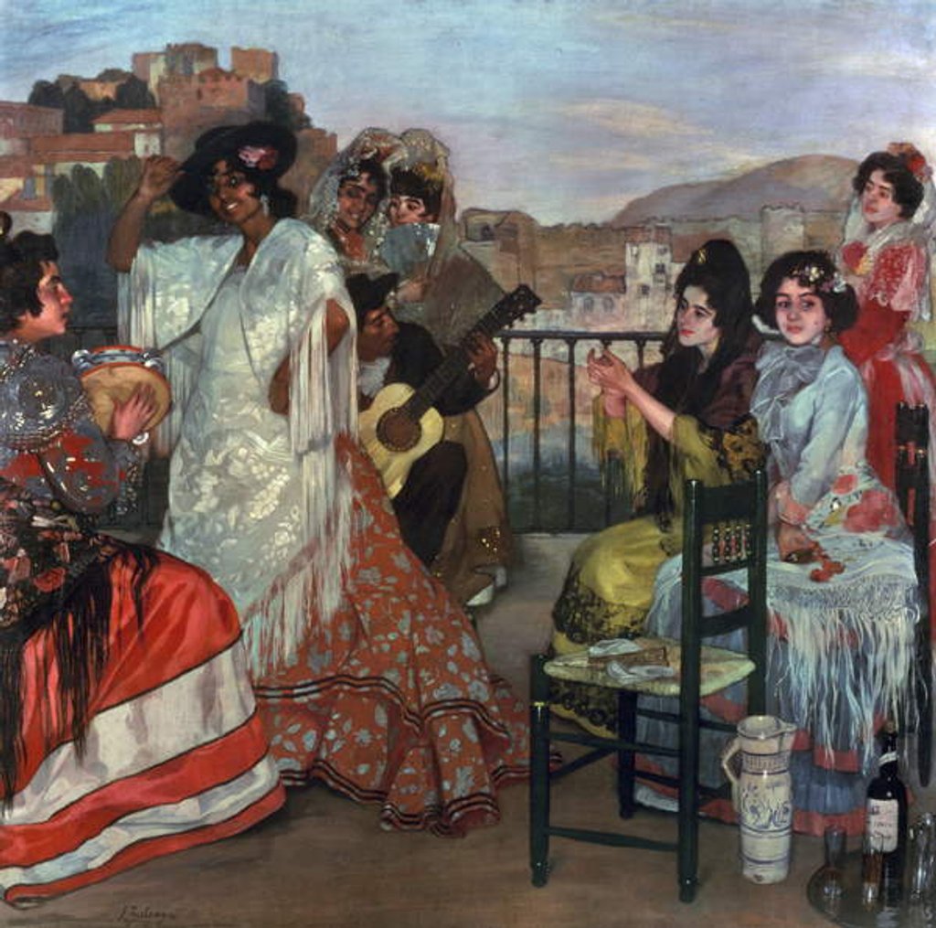 Detail of Playing guitar on the balcony, c.1903 by Ignacio Zuloaga y Zabaleta
