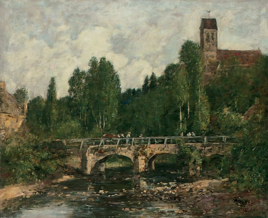 Detail of Saint-Cenery, the Church and the Bridge, 1892 by Eugene Louis Boudin