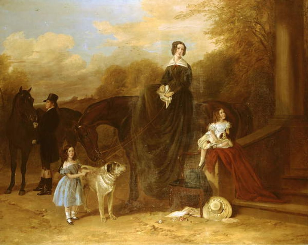 Detail of A Family with their Hunters and Dogs Outside a Manor, 1841 by Richard Ansdell