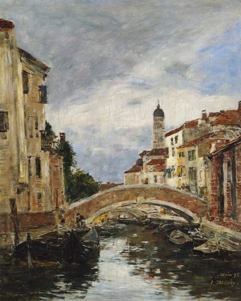 Detail of A Small Venetian Canal, 1895 by Eugene Louis Boudin