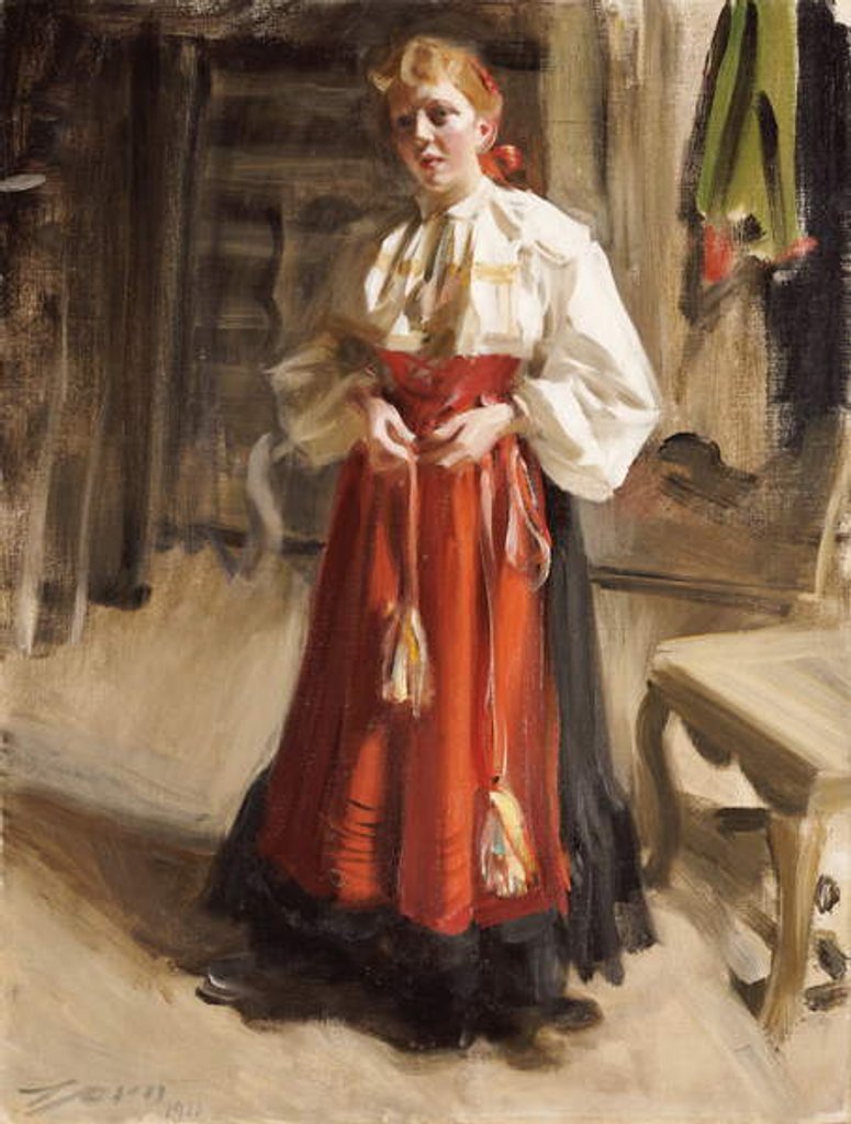 Detail of Girl in Orsa Costume, 1911 by Anders Leonard Zorn