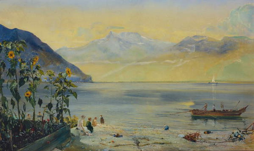 Detail of Lake Leman with the Dents du Midi in the Distance, 1863 by John William Inchbold