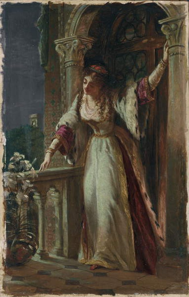 Detail of It is I, be not afraid - Juliet on her Balcony by Frank Dicksee