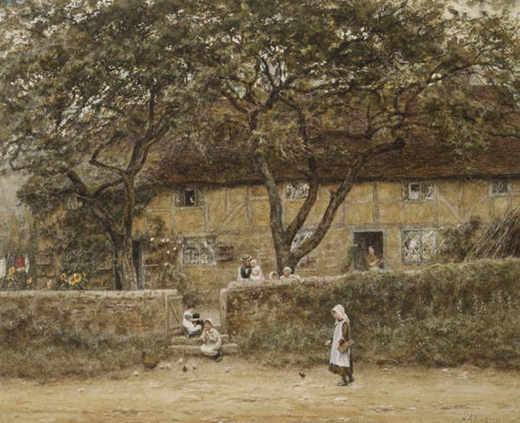 Detail of Children outside a Cottage by Helen Allingham