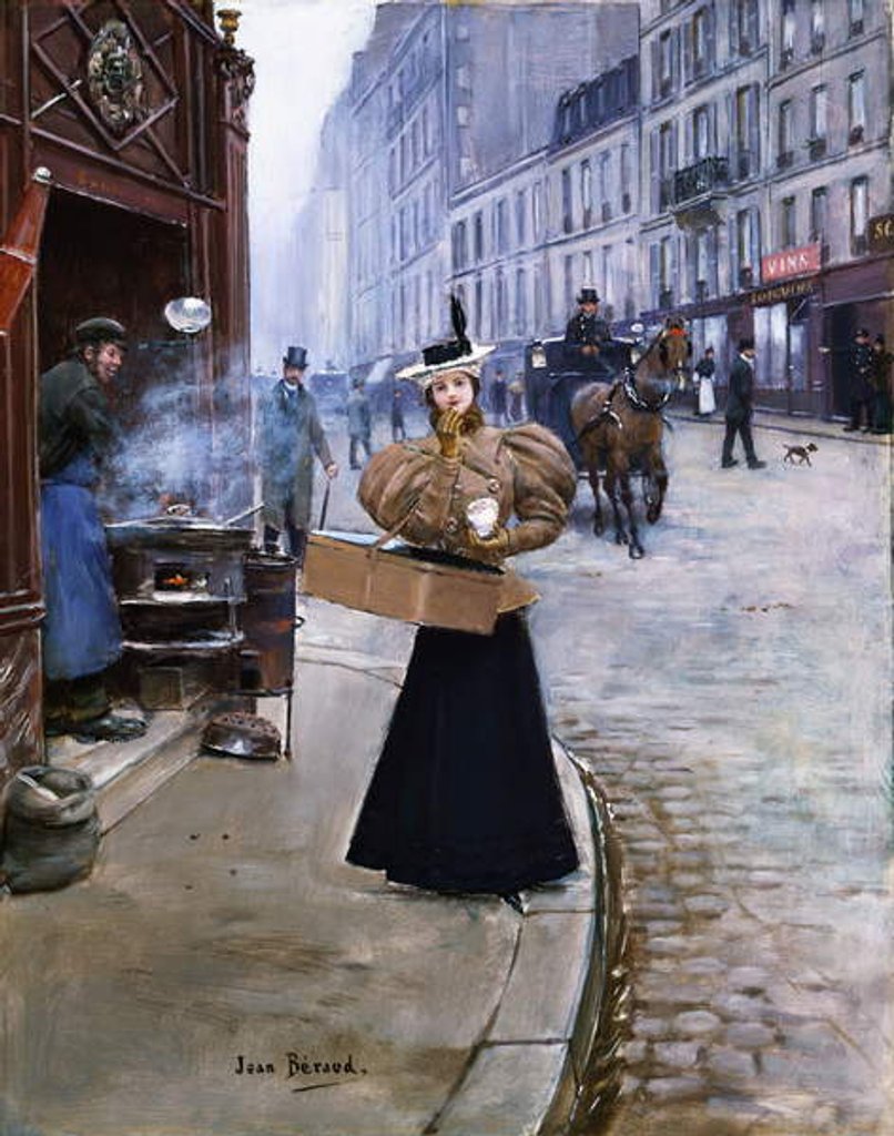 Detail of The Roasted Chestnut Seller by Jean Beraud