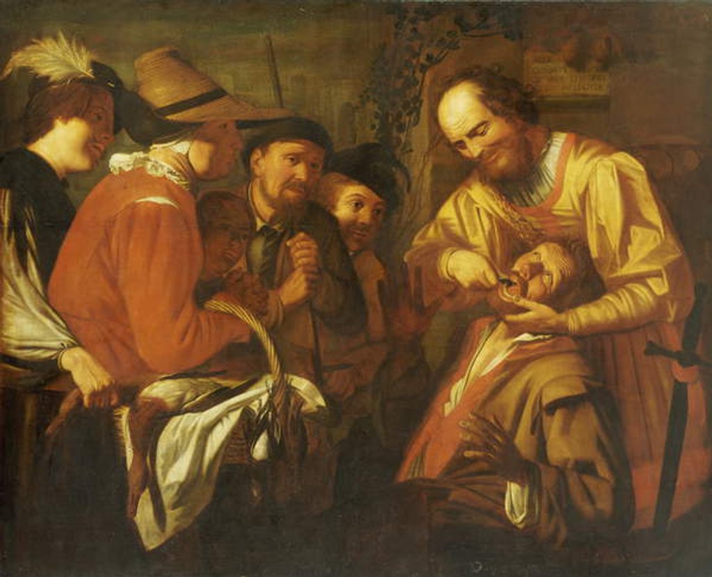 Detail of A Quack Dentist extracting a Tooth, while a Group of Onlookers watch nearby by Gerrit van Honthorst