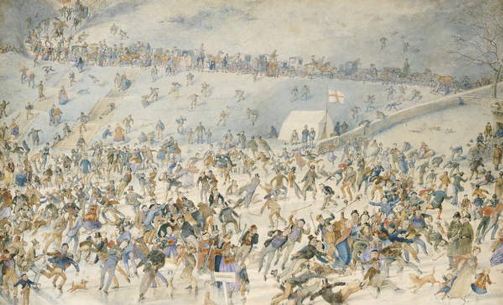 Detail of Figures Ice Skating, 1876 by Charles Altamont Doyle