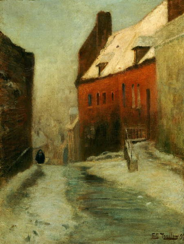 Detail of A Winter Street Scene, Montreuil, 1894 by Fritz Thaulow