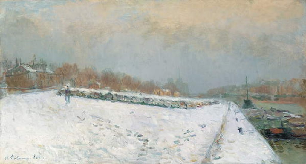 Detail of Port de Bercy, Winter by Albert-Charles Lebourg