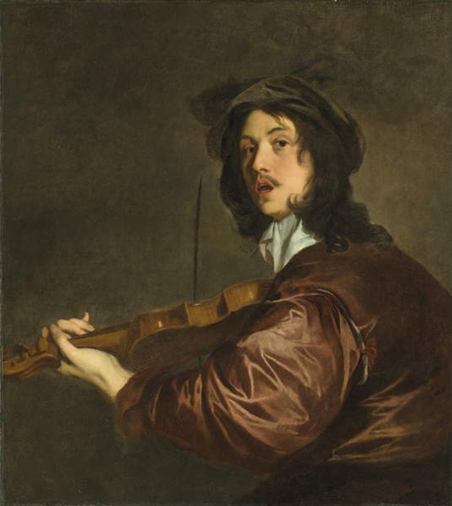 Detail of A man playing a violin, possibly a portrait of the artist by Peter Lely