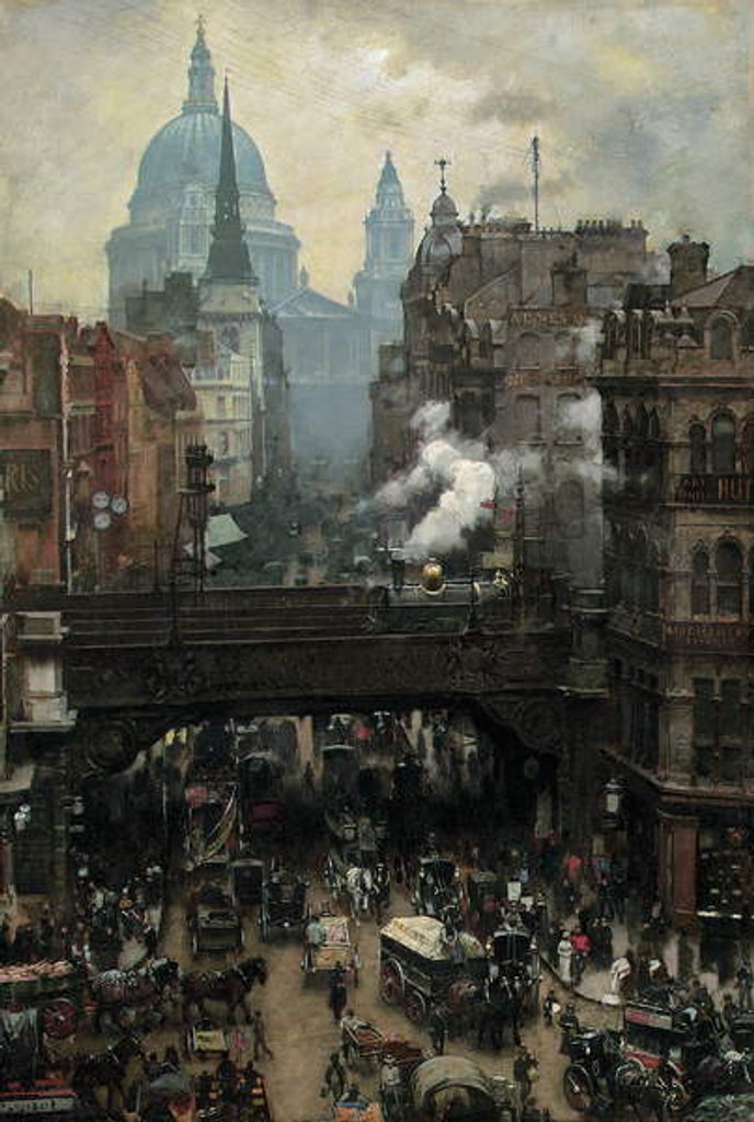 Detail of St. Paul's and Ludgate Hill, c.1887 by William Logsdail