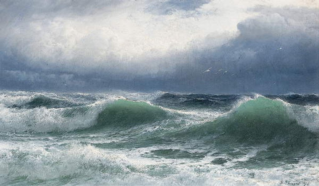 Detail of Stormy sea with translucent breakers, 1894 by David James