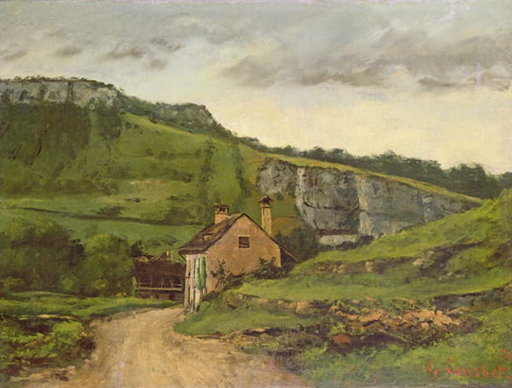 Detail of A Country Cottage by Gustave Courbet