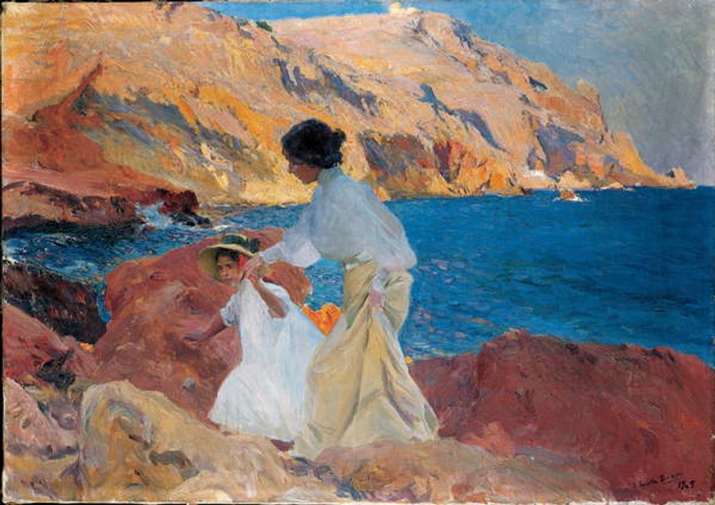 Clotilde and Elena on the Rocks, Javea, 1905 by Joaquin Sorolla y Bastida