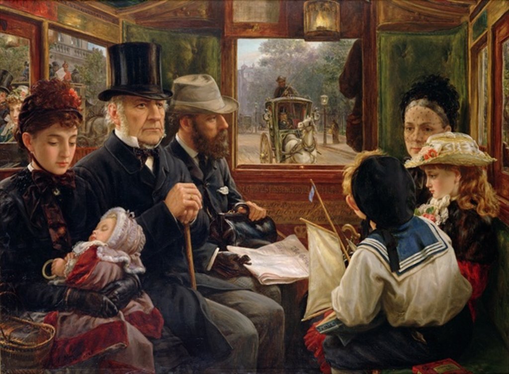 Detail of An Omnibus Ride to Piccadilly Circus, Mr Gladstone Travelling with Ordinary Passengers, 1885 by Alfred Morgan
