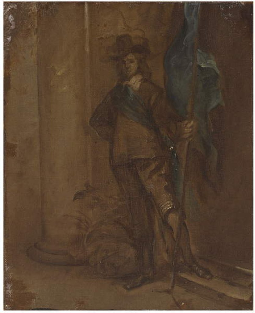 Detail of A soldier with a flag by Thomas Willeboirts Bosschaert