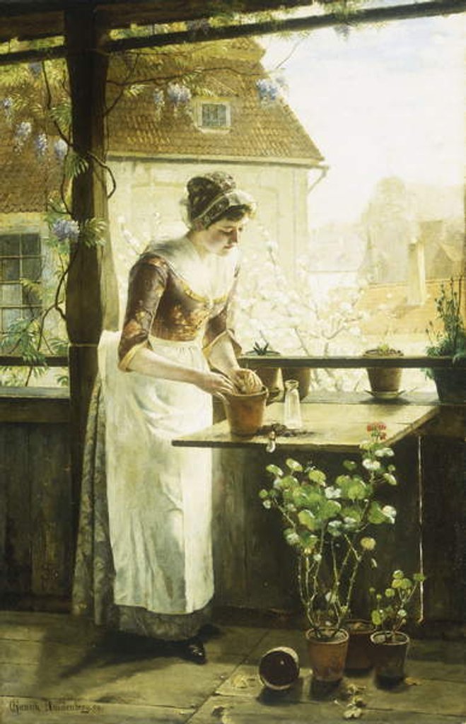 Detail of Woman Potting Flowers, 1890 by C. Hendrick Nordenberg