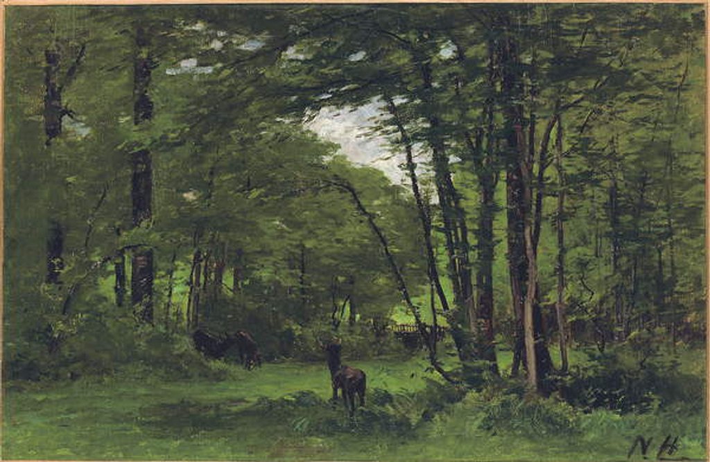 Detail of The Boundary Fence, Forest of Fontainebleau, c.1868 by Nathaniel II Hone