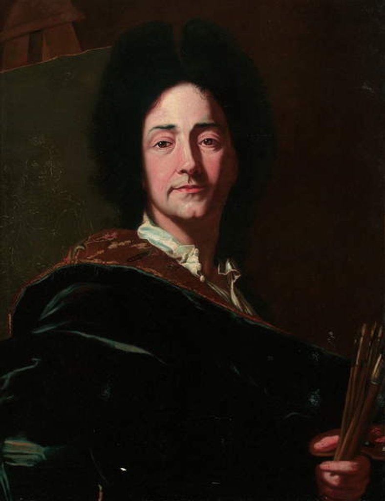 Detail of Portrait of the artist by Hyacinthe (after) Rigaud