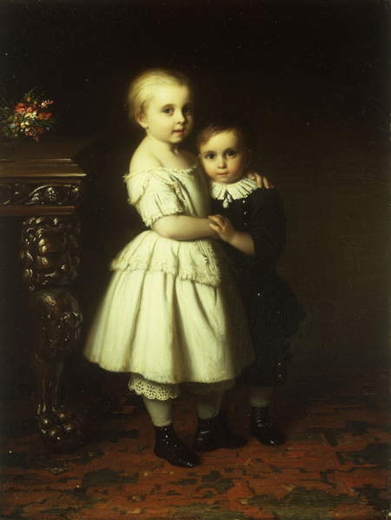 Detail of Sibling Love, 1858 by Johann Georg Meyer