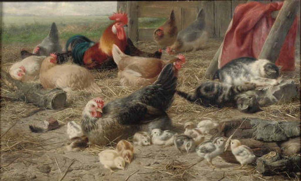 Detail of In the Barnyard by Eugene Remy Maes