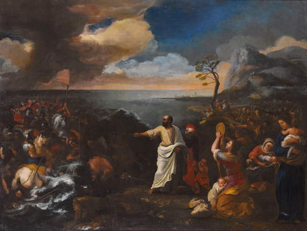 Detail of The Crossing of the Red Sea by Jacques Courtois