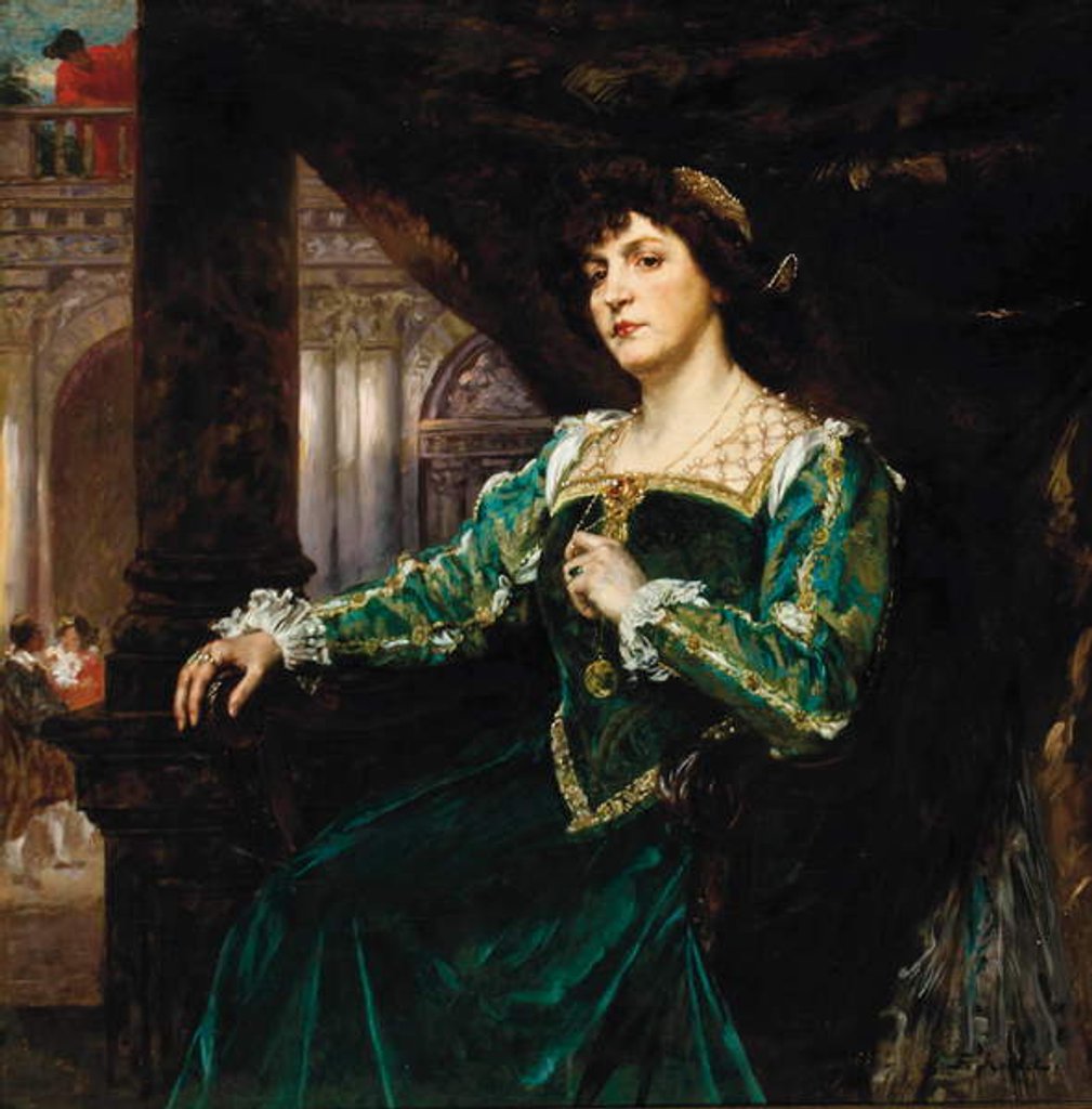 Detail of Portrait of Madame Clémenceau by Ferdinand Roybet