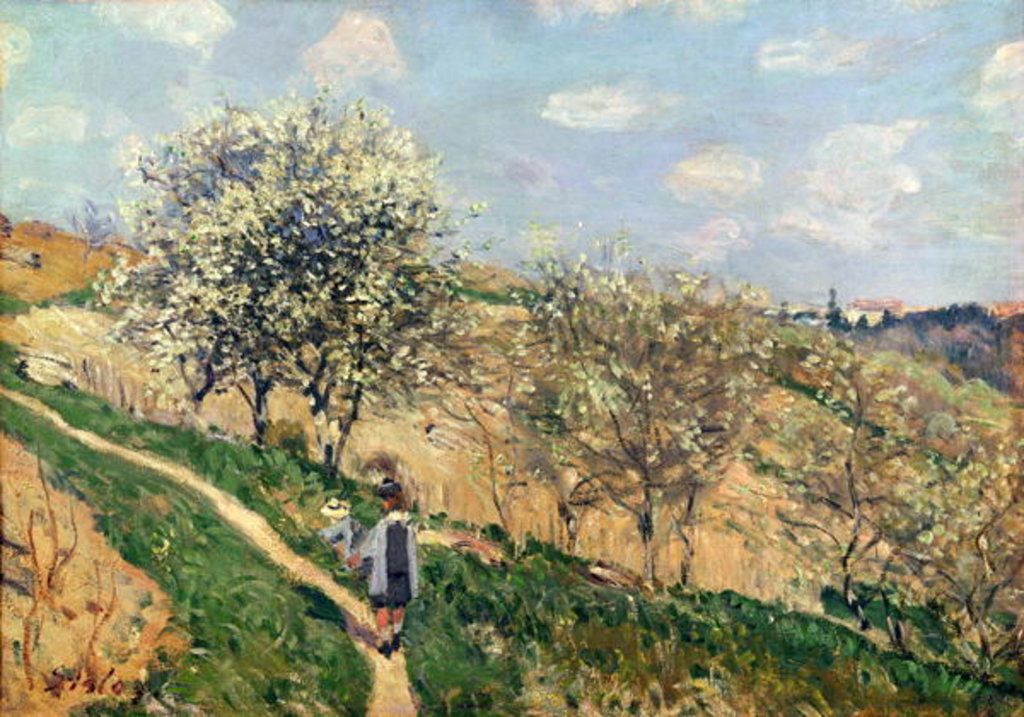 Detail of Springtime at Bougival by Alfred Sisley
