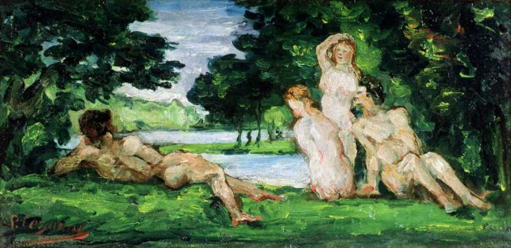 Detail of Bathers, Male and Female by Paul Cezanne